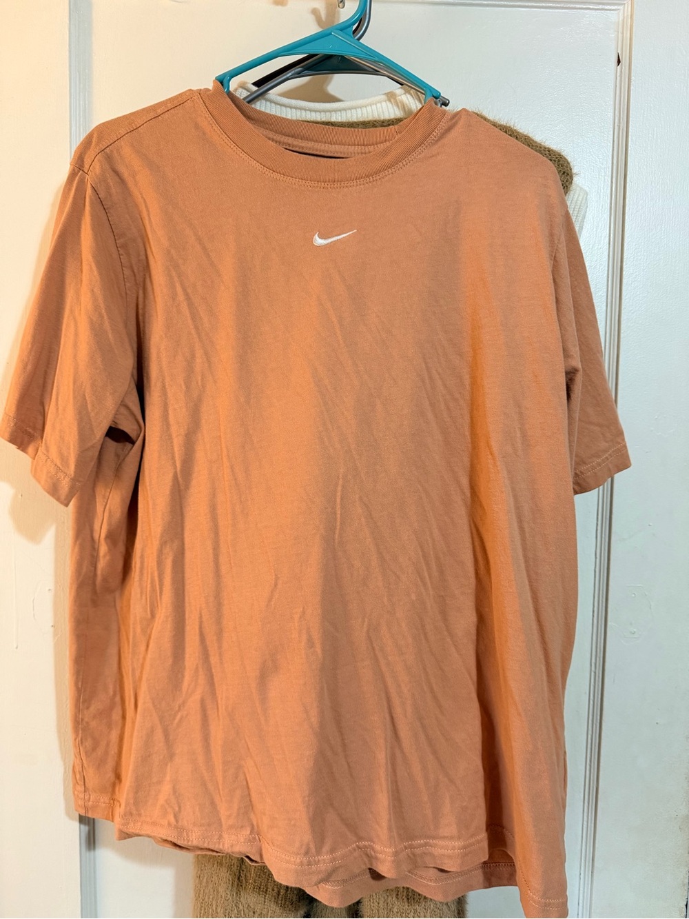 Nike Peach Crew Neck Short-Sleeve Tee with White Swoosh